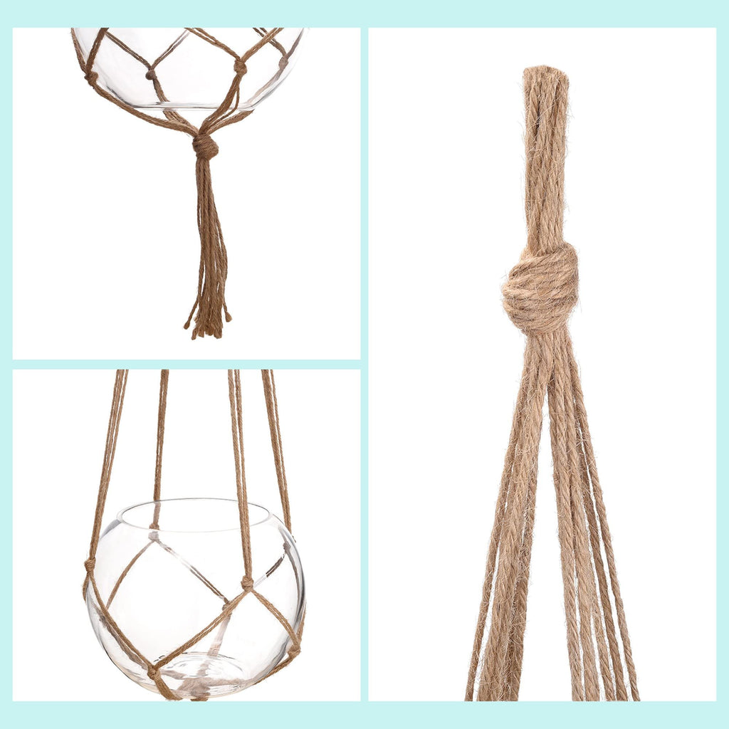 Jute Macramé Plant Hangers, 120 cm, 4 Legs – Pack of 2