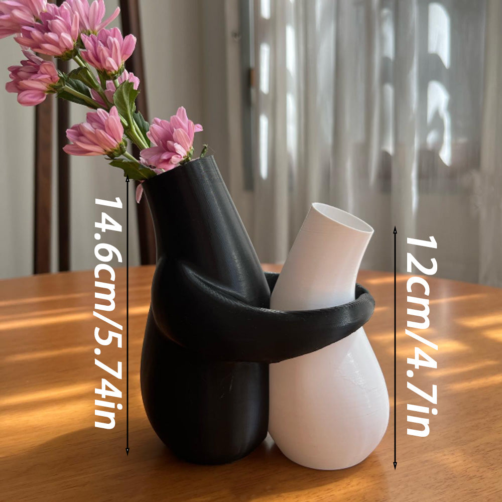 3D-Printed Hugging Vases, Decorative Desk Vase Pair – Style A