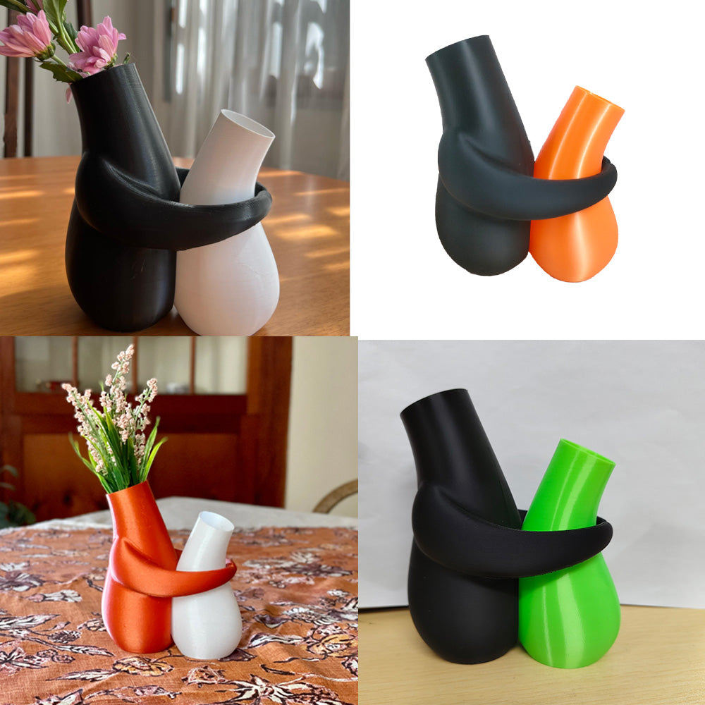 3D-Printed Hugging Vases, Decorative Desk Vase Pair – Style A