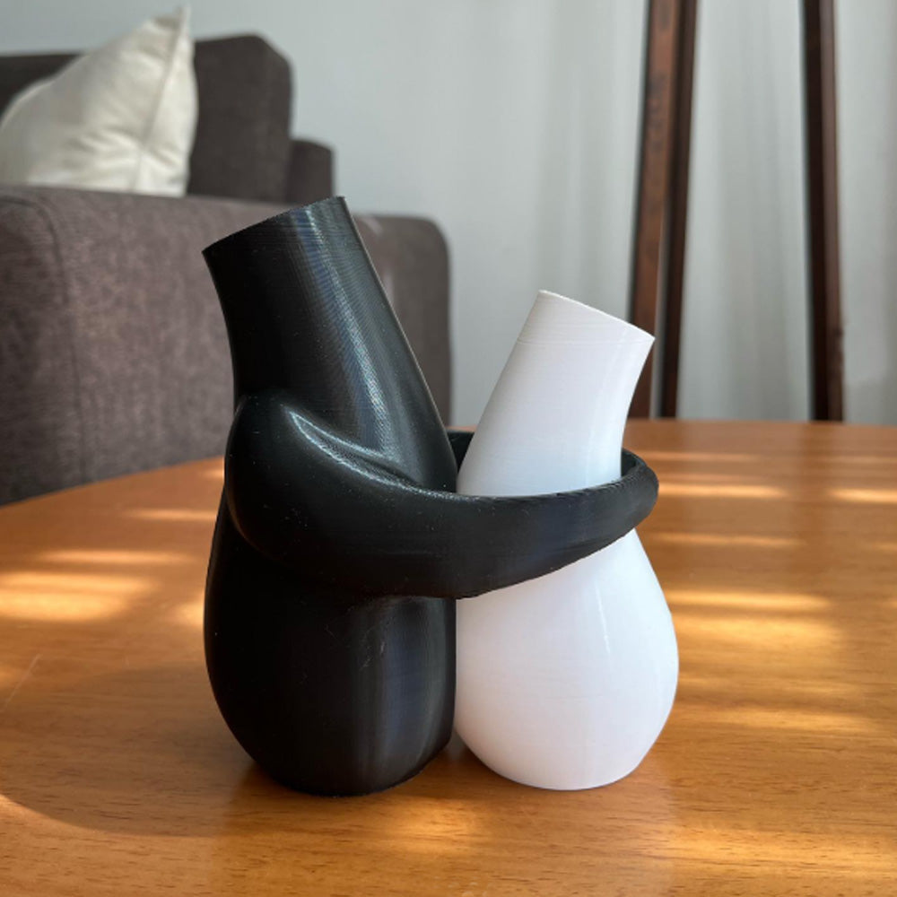 3D-Printed Hugging Vases, Decorative Desk Vase Pair – Style B