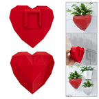 No-Drill 3D-Printed Wall Planter with Drip Tray – Red
