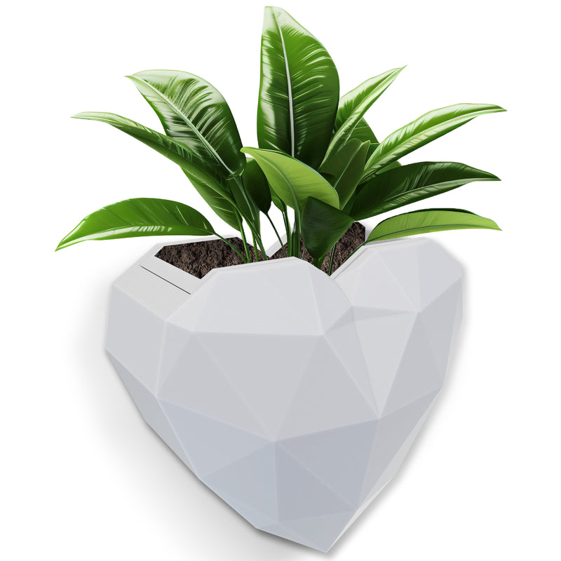 No-Drill 3D-Printed Wall Planter with Drip Tray – White