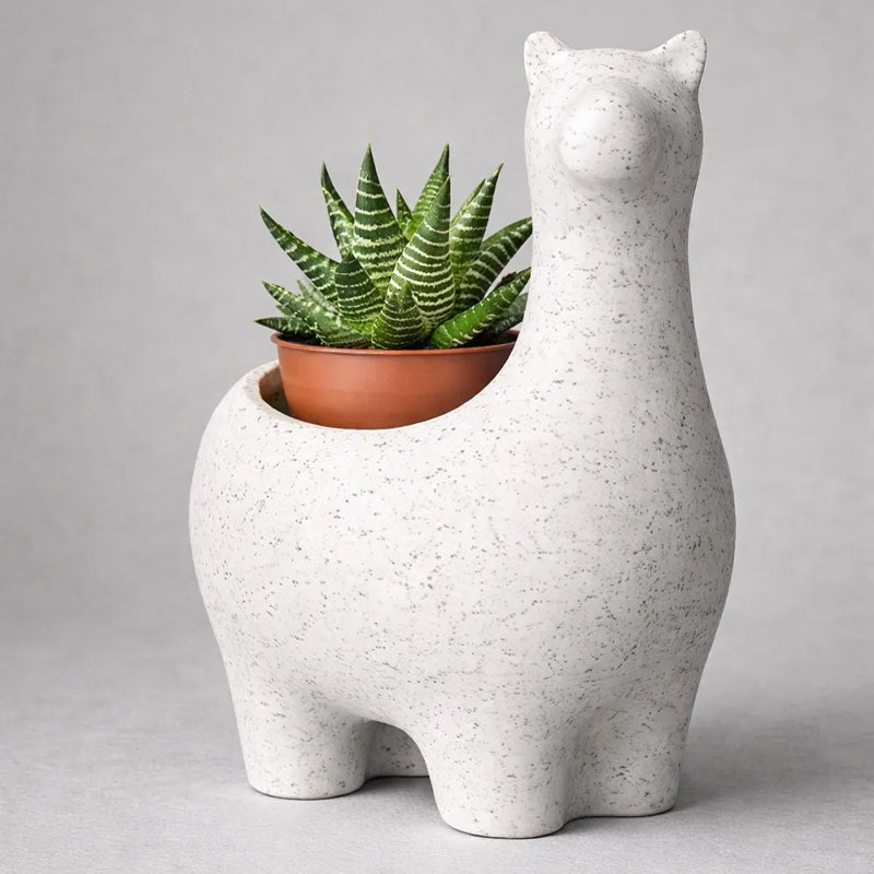 Marble-Look Alpaca Succulent Planter, 12 cm