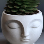 3D-Printed Serene Face Planter, Stone Look