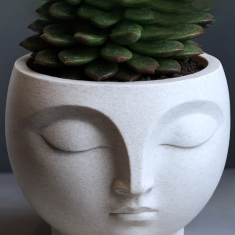 3D-Printed Serene Face Planter, Stone Look