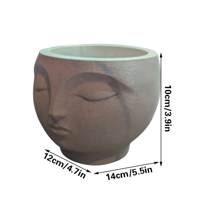 3D-Printed Serene Face Planter, Stone Look