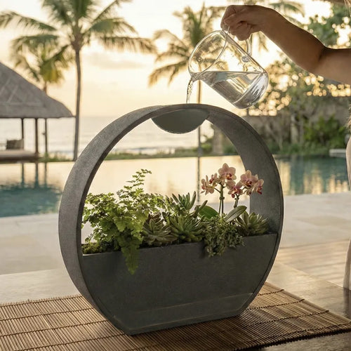 3D-Printed Stone-Look Self-Watering Planter, 25 cm