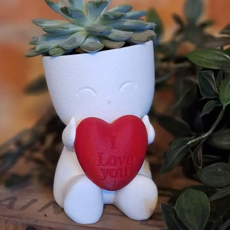 Heart Mini Succulent Planter, 3D-Printed – White and Red