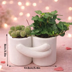 3D-Printed Hugging Planter Pair – White