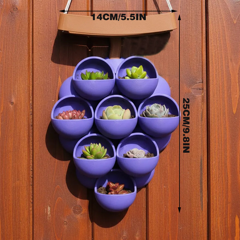 3D-Printed Grape Cluster Planter Set – Purple, Brown and Green