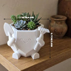 3D-Printed Smiling Gardener Planter – White