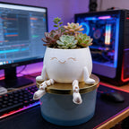 3D-Printed Sitting Figure Planter – White
