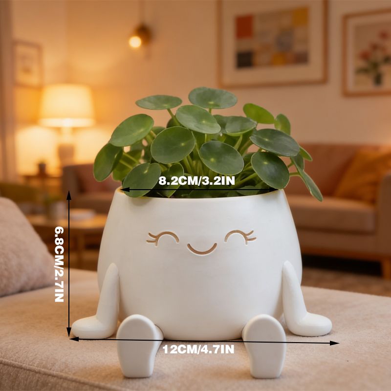 3D-Printed Sitting Figure Planter – White