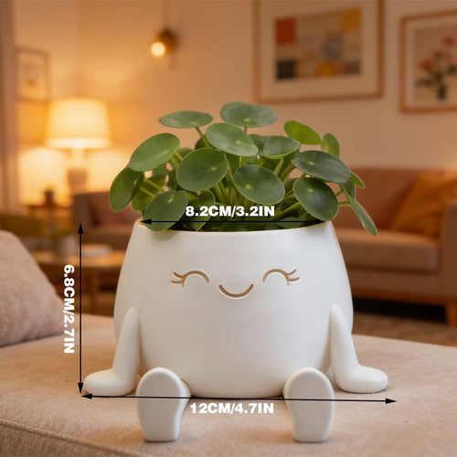 3D-Printed Sitting Figure Planter – White