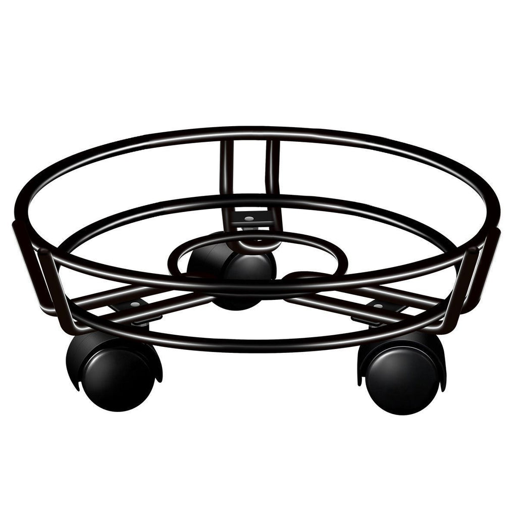 Rolling Plant Caddy with Wheels, 27.5 cm Iron Stand – Black