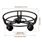 Rolling Plant Caddy with Wheels, 27.5 cm Iron Stand – Black