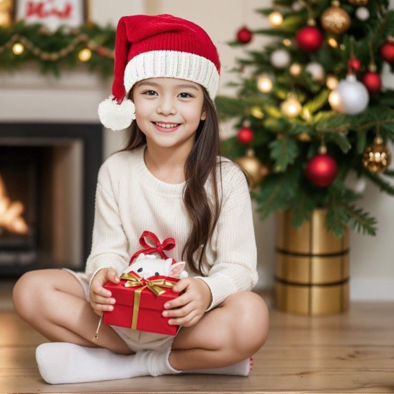 Knitted Parent & Child Red Santa Hats – Set of 2