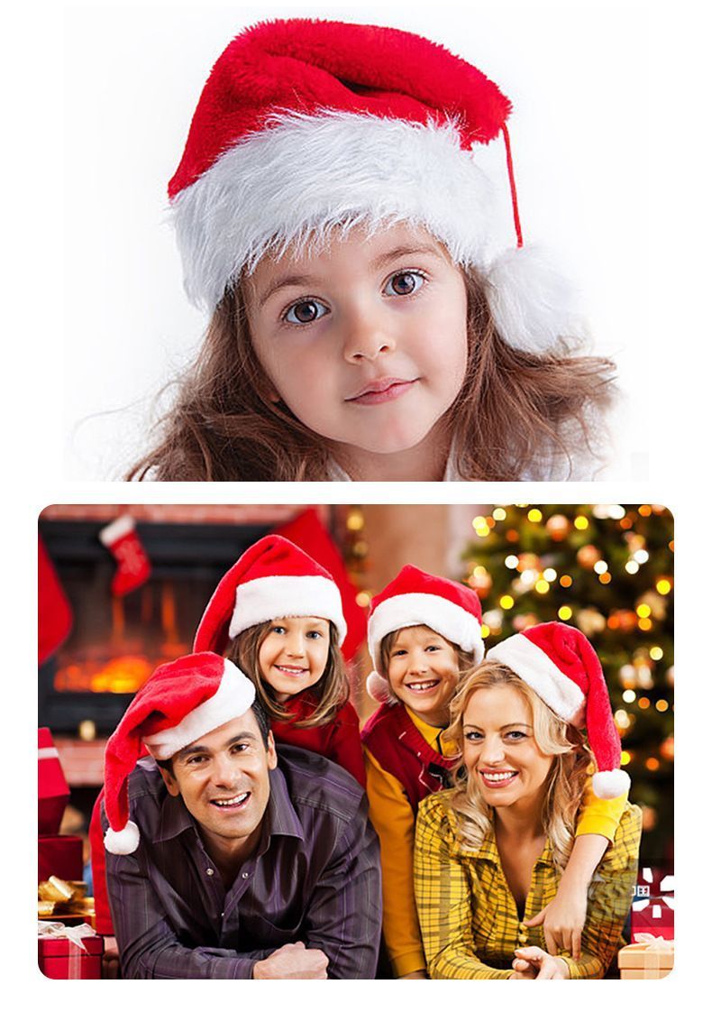 Short High-Pile Red Santa Hats – Pack of 4