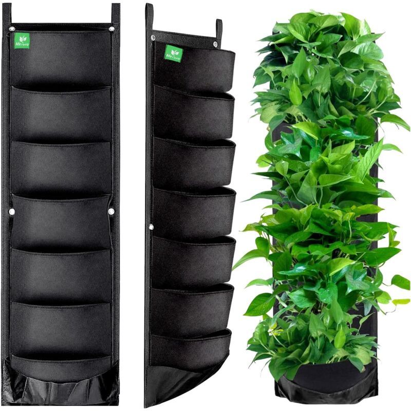 Felt Vertical Wall Planter, 7 Pockets – Pack of 2