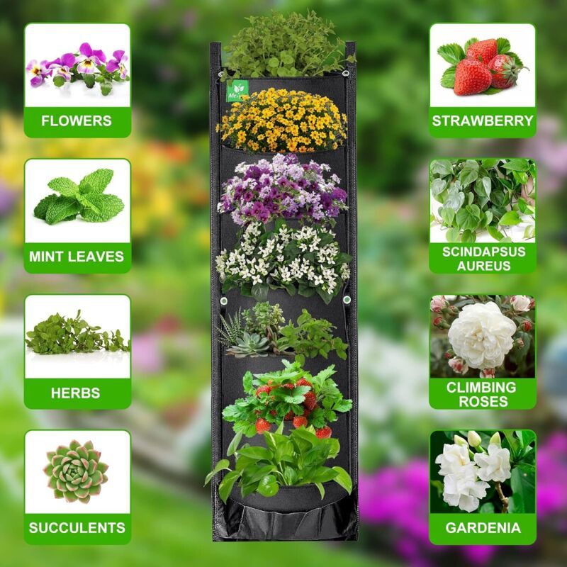 Felt Vertical Wall Planter, 7 Pockets – Pack of 2