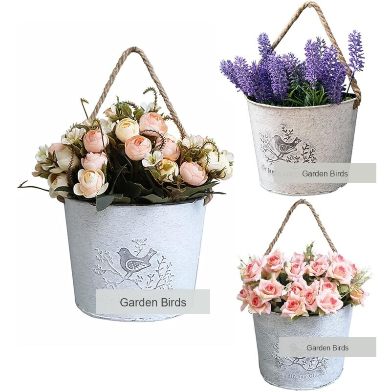Galvanised Half-Round Wall Planters, 14 cm – Pack of 3