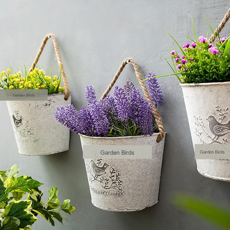 Galvanised Half-Round Wall Planters, 14 cm – Pack of 3