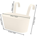 Metal Hanging Planters with Detachable Hooks, 27 x 12 cm – Pack of 2, Beige