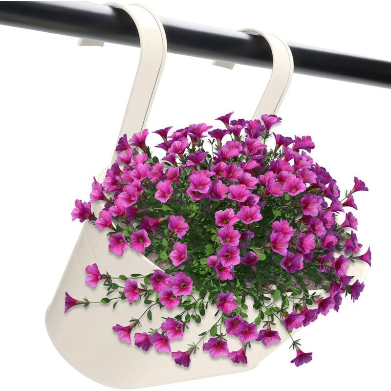 Metal Hanging Planters with Detachable Hooks, 27 x 12 cm – Pack of 2, Beige
