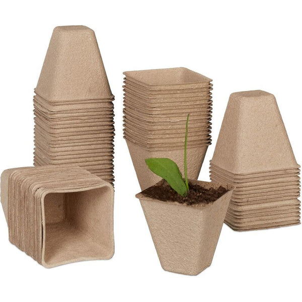 Biodegradable Seedling Pots, 8 cm Square – 120 Pack