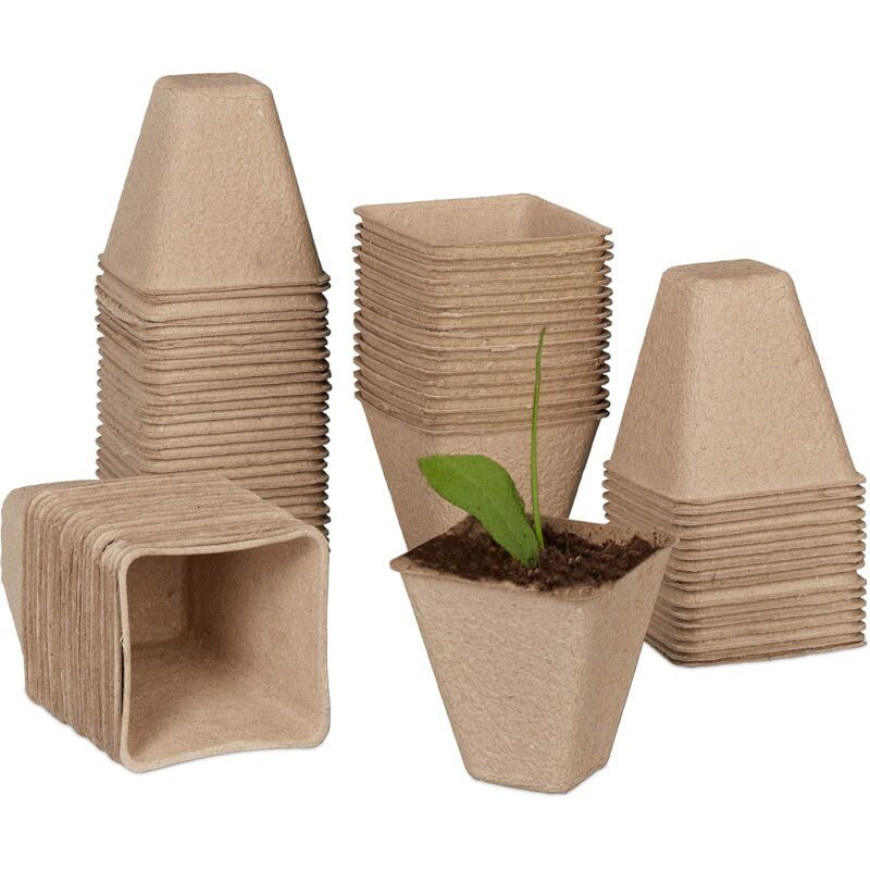 Biodegradable Seedling Pots, 8 cm Square – 120 Pack
