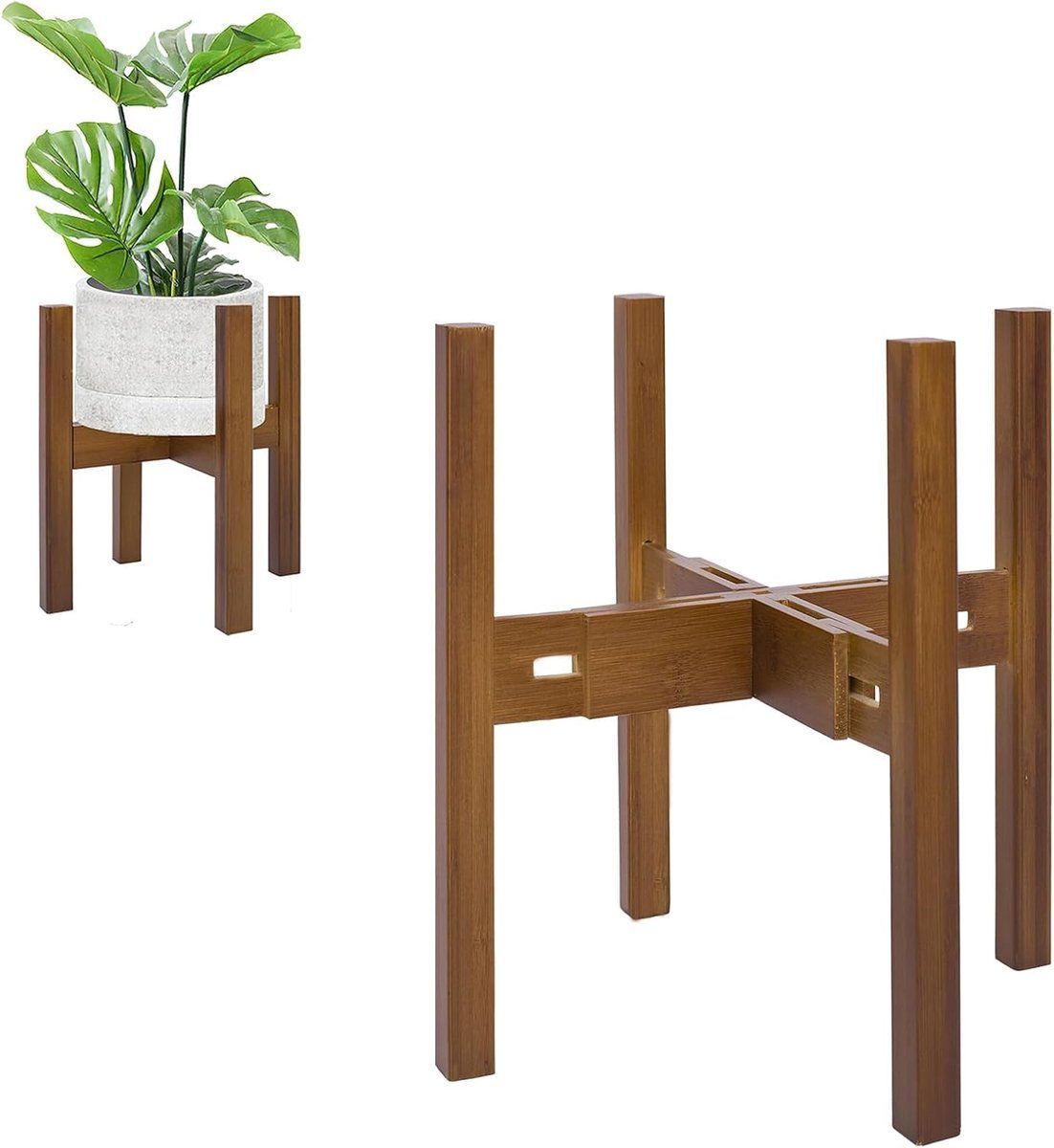 Adjustable Bamboo Plant Stand for 20–30 cm Pots – Brown