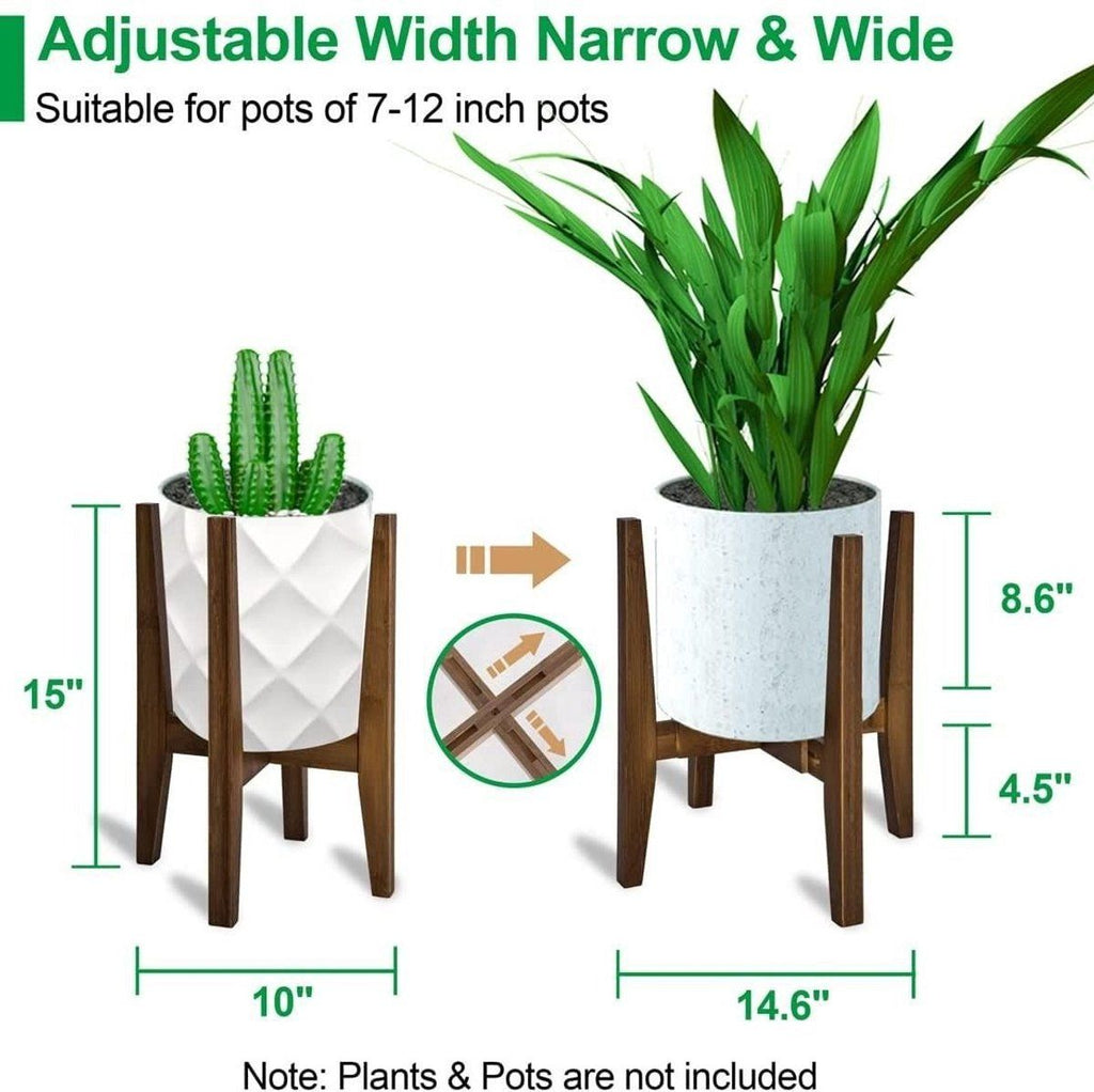 Adjustable Bamboo Plant Stand for 20–30 cm Pots – Brown