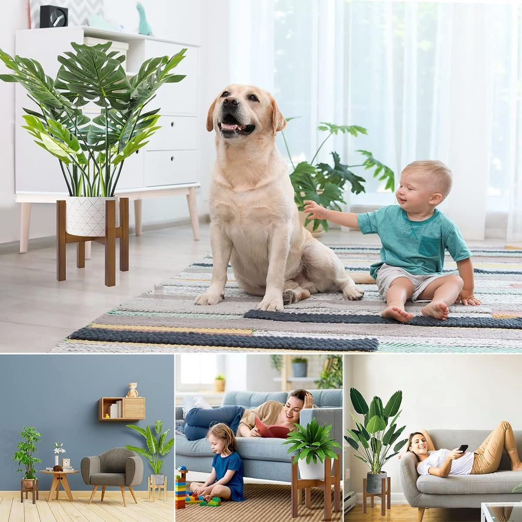 Adjustable Bamboo Plant Stand for 20–30 cm Pots – Brown