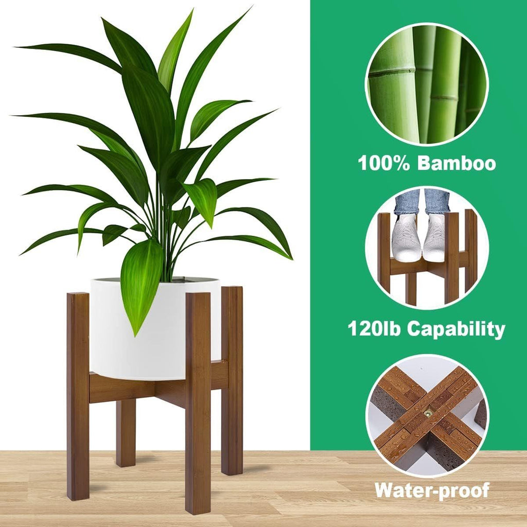 Adjustable Bamboo Plant Stand for 20–30 cm Pots – Brown