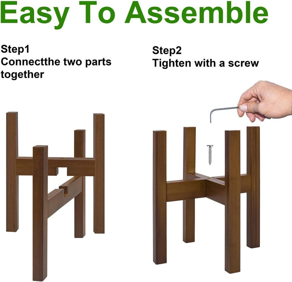 Adjustable Bamboo Plant Stand for 20–30 cm Pots – Brown