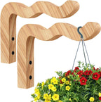 Wooden Wave Wall Hooks for Hanging Plants, 17 cm – Pack of 2