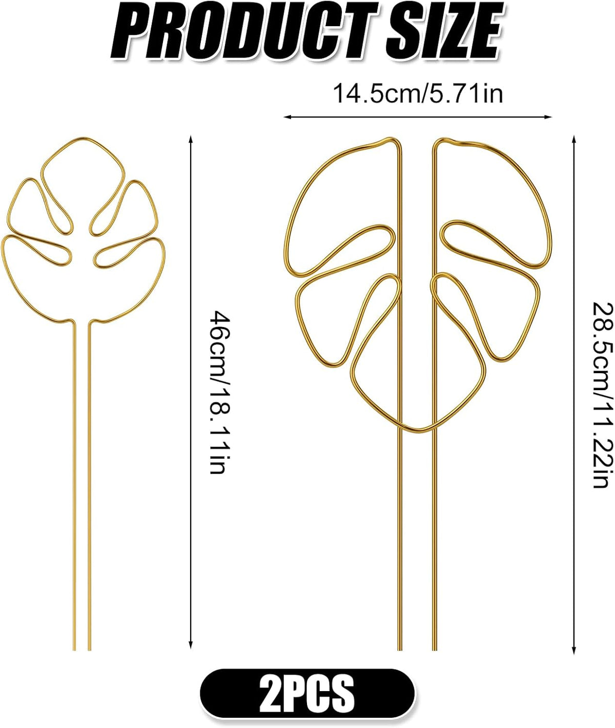 Gold Leaf Plant Support Stakes with Clips – Pack of 2