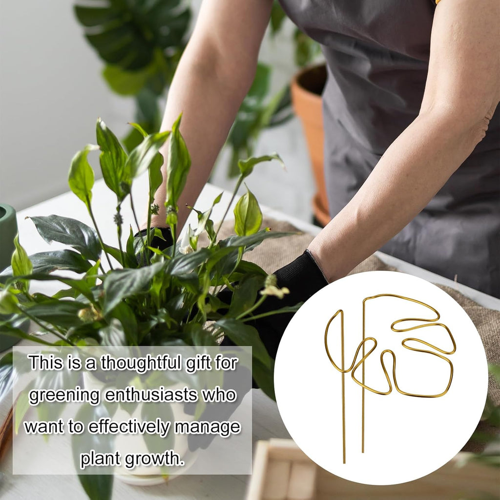 Gold Leaf Plant Support Stakes with Clips – Pack of 2