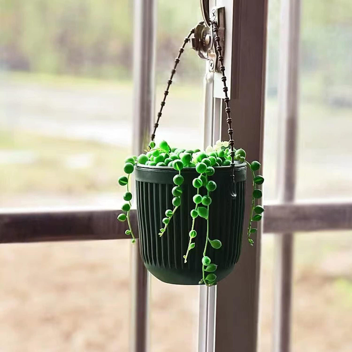 Double-Layer Wall Hanging Planter with Drainage – Black