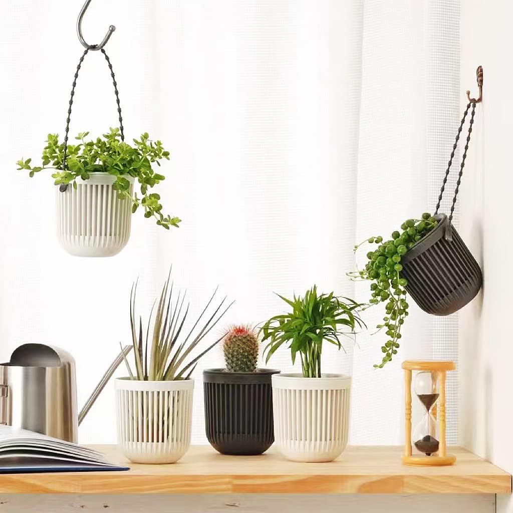Double-Layer Wall Hanging Planter with Drainage – White