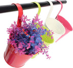 Metal Hanging Bucket Pots with Hooks, 10 cm – Pack of 10, Mixed Colours