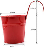 Metal Hanging Bucket Pots with Hooks, 10 cm – Pack of 10, Mixed Colours