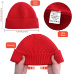 Short Fisherman Beanie, Knit Cuff Winter Hat