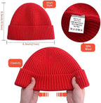 Short Fisherman Beanie, Knit Cuff Winter Hat