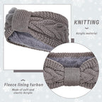 Twisted Knit Winter Headbands, Fleece Lined – Pack of 4