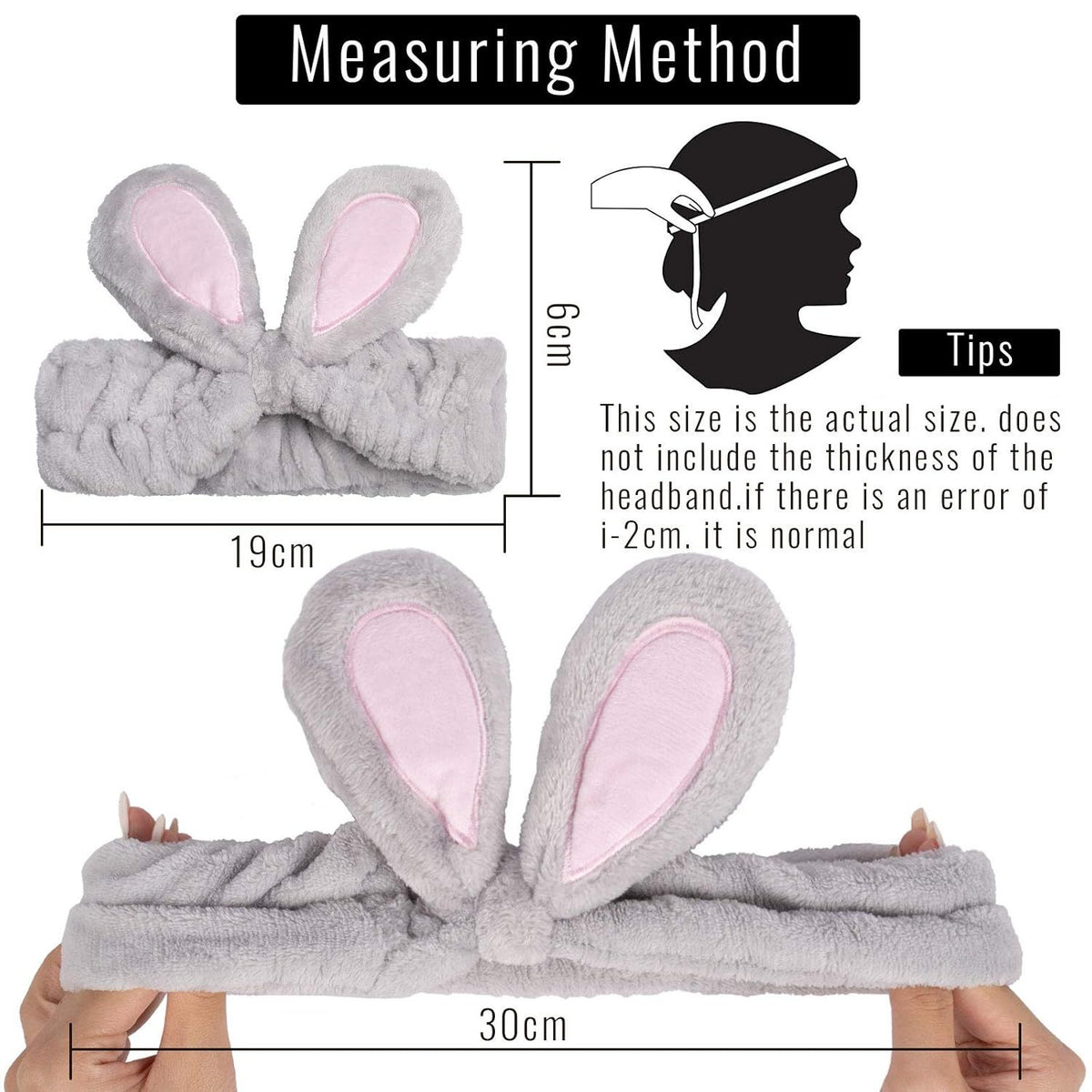 Easter Bunny Ear Spa Headbands, Coral Fleece – Pack of 4
