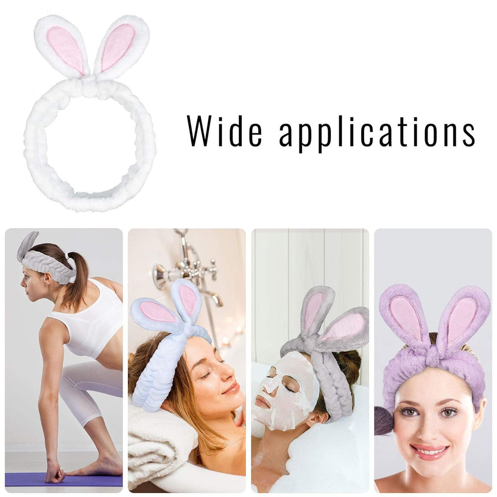 Easter Bunny Ear Spa Headbands, Coral Fleece – Pack of 4