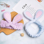 Easter Bunny Ear Spa Headbands, Coral Fleece – Pack of 4