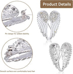 Angel Wing Rhinestone Brooch Pins, White – Set of 4