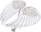Angel Wing Rhinestone Brooch Pins, White – Set of 4